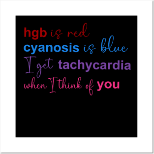 Hgb Is Red Cyanosis Is Blue I Get Tachycardia Cardiac Nurse Posters and Art